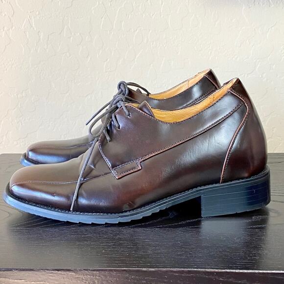 Height Increased Brown Leather Dress Shoes - Picture 3 of 10